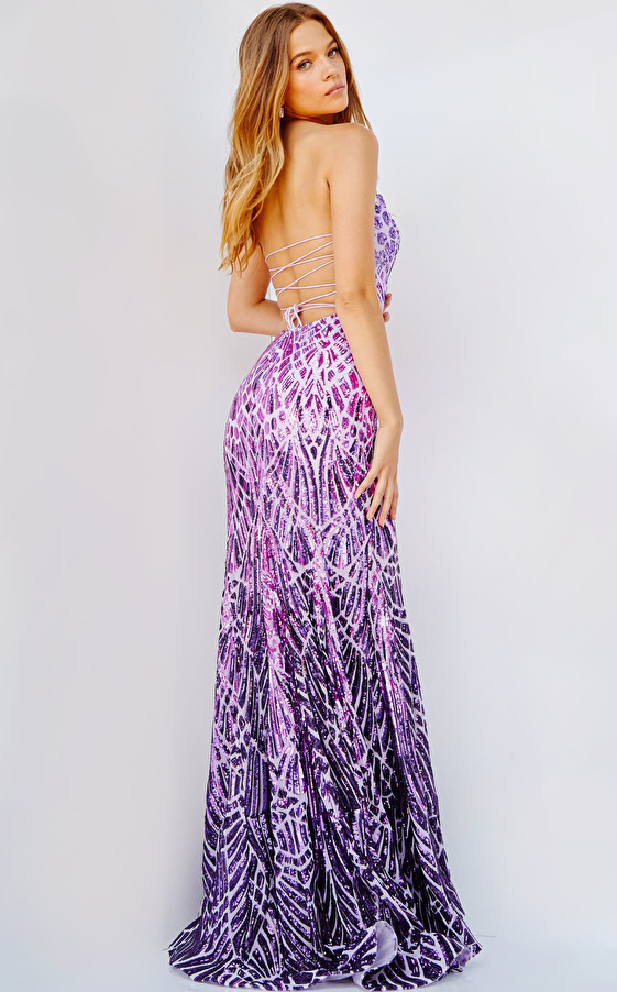 Jovani 06459 Lilac Purple Embellished Strapless Prom Dress